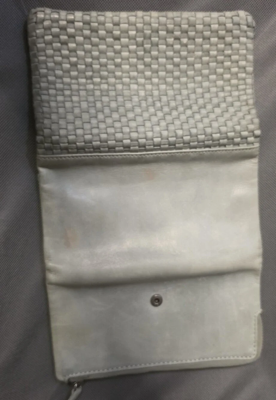 Woven Leather Clutch Wallet - Sage Greeb